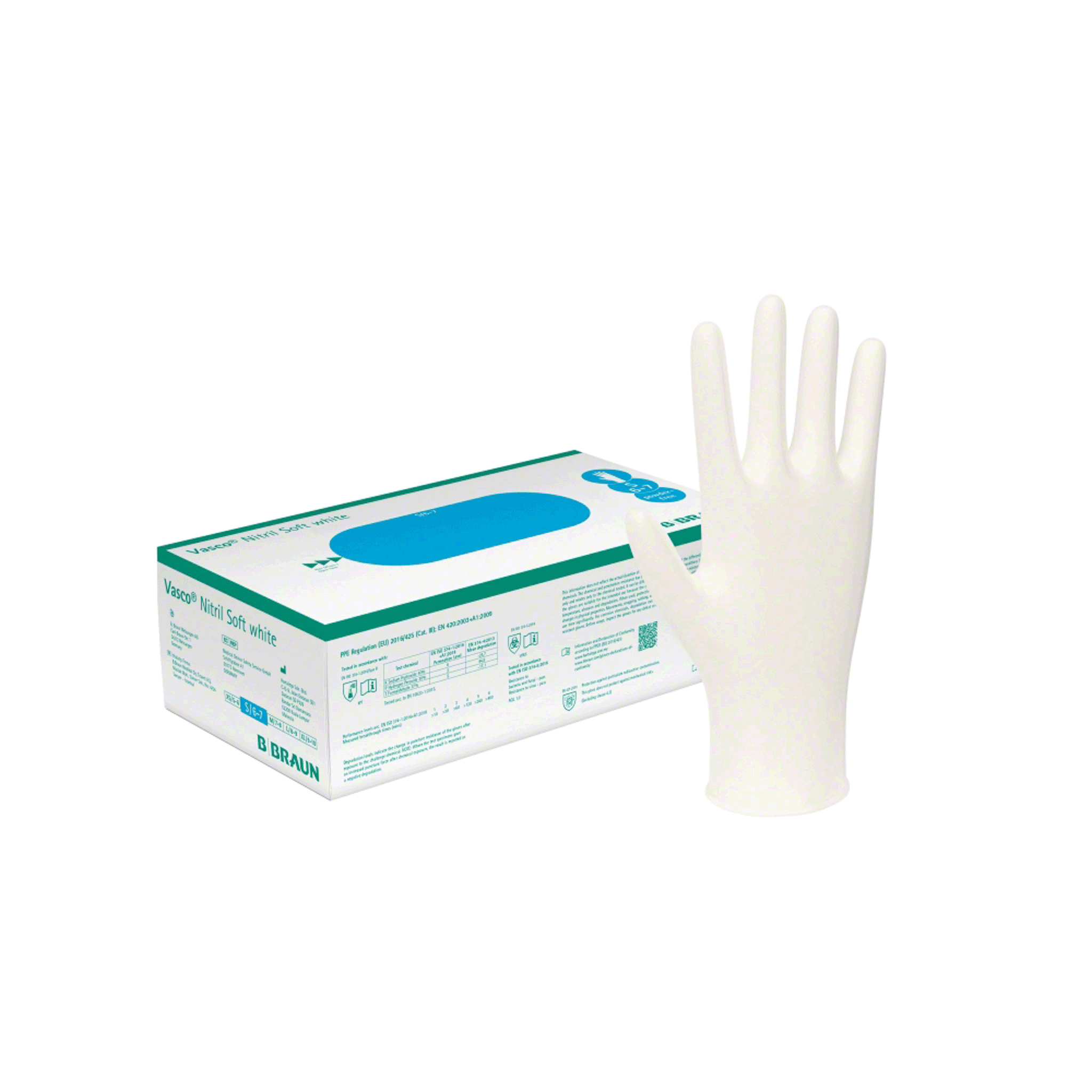 B. Braun Vasco® Nitril Soft white Untersuchungshandschuh